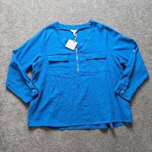 Jules Leopold blue linen front pocket size 2X
